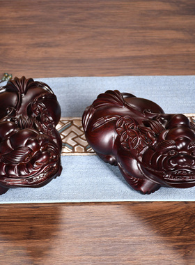 天然实木貔貅摆件一对中式皮丘家居客厅公司办公室装饰品貔恘摆件