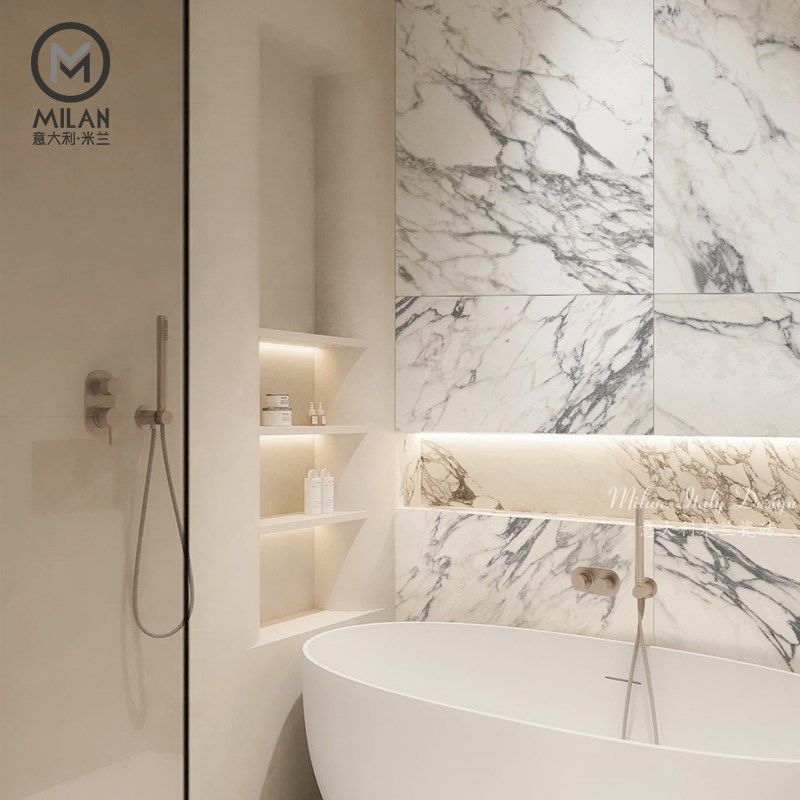 微哑奢石宝格俪大花白大理石纹法式卫生间瓷砖背景墙别墅客厅地砖