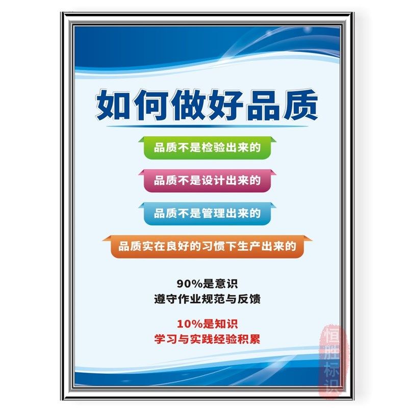 品质量标识公司规章制度车间管理企业励志标语办公室标志牌上墙贴
