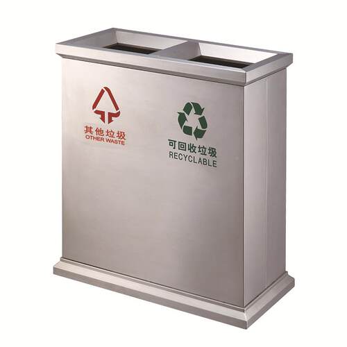 酒店方用品室商场写字楼地铁内不锈钢分类直投垃344圾桶GP8X-21F