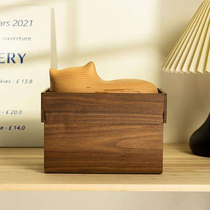 安睡的猫纸巾盒/创木工坊可爱纸巾客厅餐厅创意抽纸盒摆件