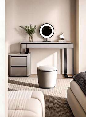 岩板小型实化户妆桌妆台镜卧室简约现代木2025新款tb-77720梳轻奢