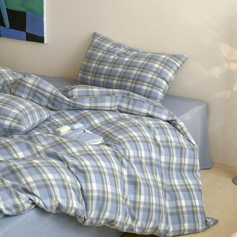 全棉学水洗棉床上四件套纯棉床被套生人宿舍单单MNJ床笠款三件套