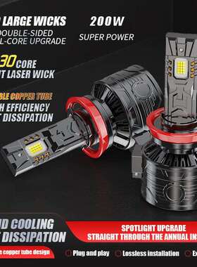 跨境款灯双铜车汽车led大200KR2W大功率led汽管车大灯改装H7H4超
