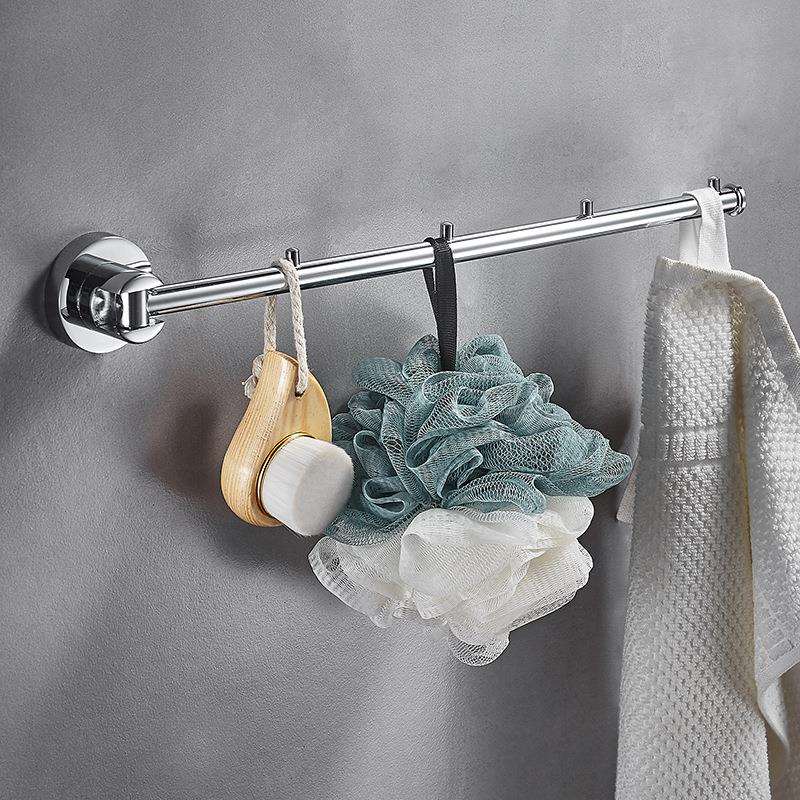 杆卫生间49手活动毛巾杆全铜双洗间凉毛巾带钩浴室挂件挂旋转毛巾