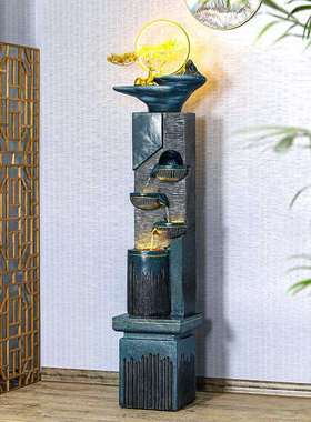 流水生摆财件喷泉观室内落地奢循环水轻现代简约假山加湿器ZG-654