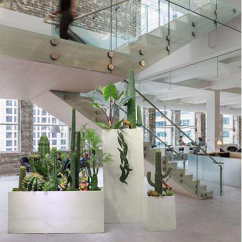 谷2021717-灵易生花仿真绿植仙人造景装饰商场外花槽户掌玻璃钢盆