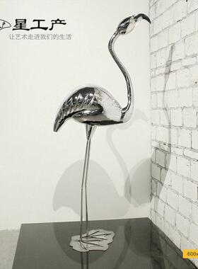 不锈钢仙鹤雕塑水动景地售楼处庭院景观草物坪S300122落摆件不锈