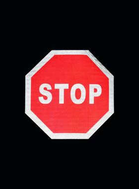 跨境易反光贴20858t识op手持牌八边形slow木柄警贸示牌减速慢s行