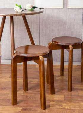 实圆凳子家用凳现代简木小凳子OFY矮凳客厅木木凳餐桌凳可叠放约