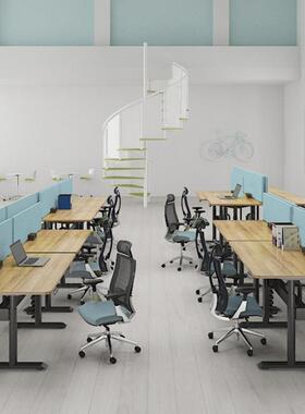 联排电升动升降脑电桌双人位站立式5GHAX2办公桌办公室职员降桌