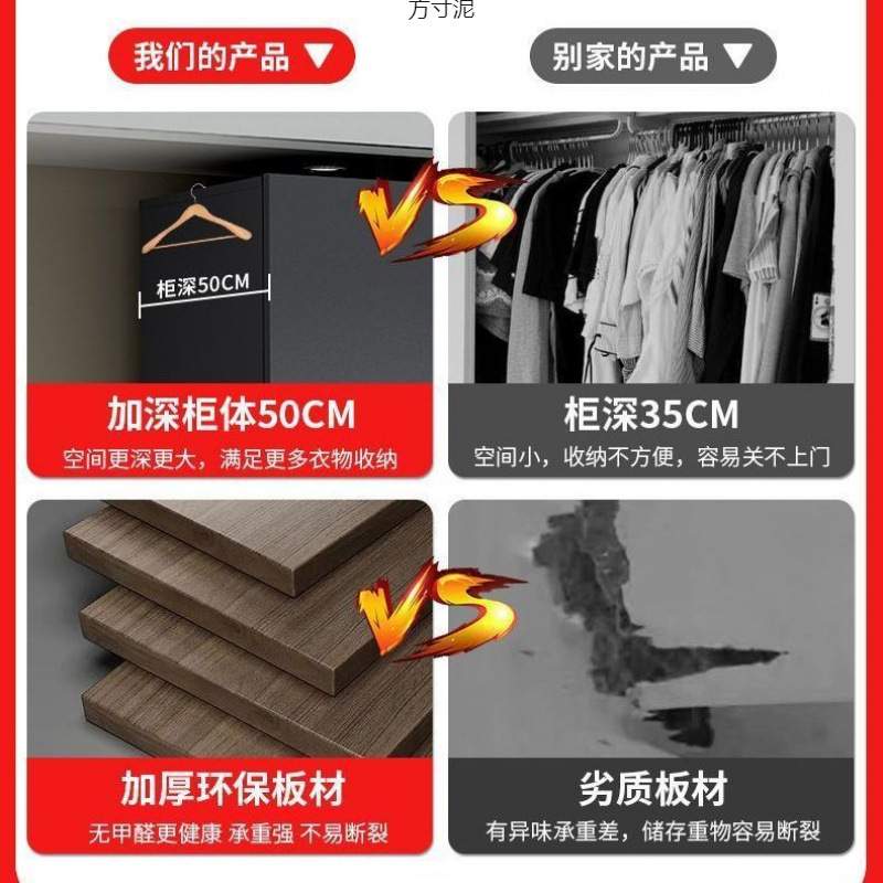 衣柜欧式家用主卧移门衣橱小户型出租房儿童房多功能组合储物柜子