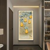 客厅入壁灯画 新UFC中式 画五福临门玄关装 饰画门户走廊过道挂竖版