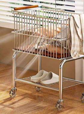 中古风脏14667衣篮篓浴室双车层衣服收纳物篮卫生间移动洗衣脏衣