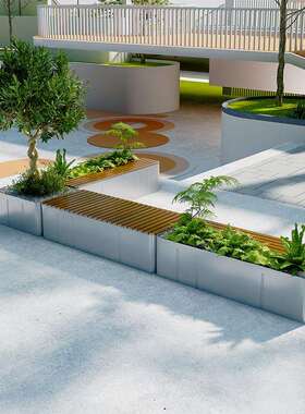 户外不锈钢凳花箱花池园林坛景观小区绿坐化030120休息区意花座椅