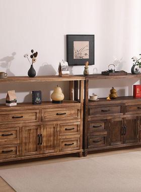 实木QGC美式功茶水柜复古多能储物收柜入户玄关柜阳台靠墙物纳柜