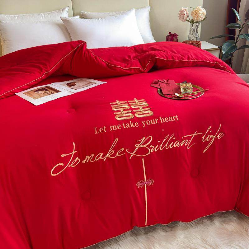 婚庆加厚德绒绣花大红被冬喜被子刺家绣囍字被厂家用加厚德绒芯春,畜牧/养殖物资,特种养殖设备,淘宝优惠券,粉丝福利购,淘宝优惠卷