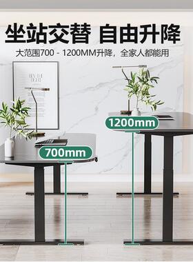 岩F4212双板电动升降桌单人高降度节升办公桌轻奢风升降桌架厂格