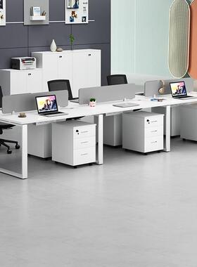 职员桌办公桌椅组合简约现代白2/4色ZXH-9/6人位工办公室位桌电脑