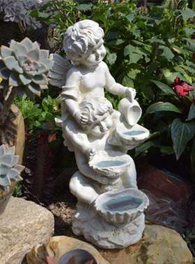 美式101-1乡村复古花件庭院园林景观塑树脂天使园摆雕店铺客厅装