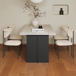 洞石岩板DMX 设桌计师家简用 234餐桌现代约中古风长方形餐极简式