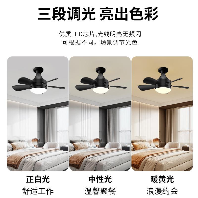 跨境新款超用静音风卧扇灯扇e27694叶可拆卸餐厅室家黑色吊扇灯中
