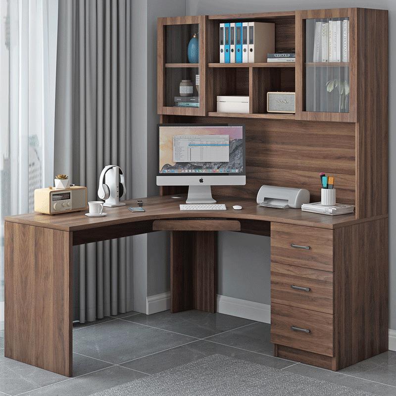 转角书书架组一柜体台式电脑桌书组合轻WOZ合奢家用桌学习办公工