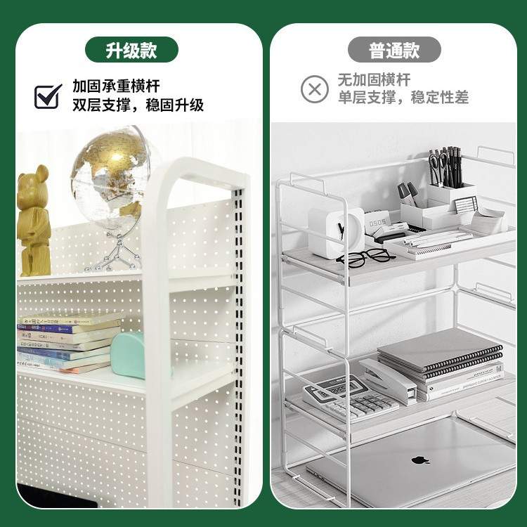 桌面置物架洞洞板书架免打孔收纳书柜儿童桌上架子组合书桌出租屋