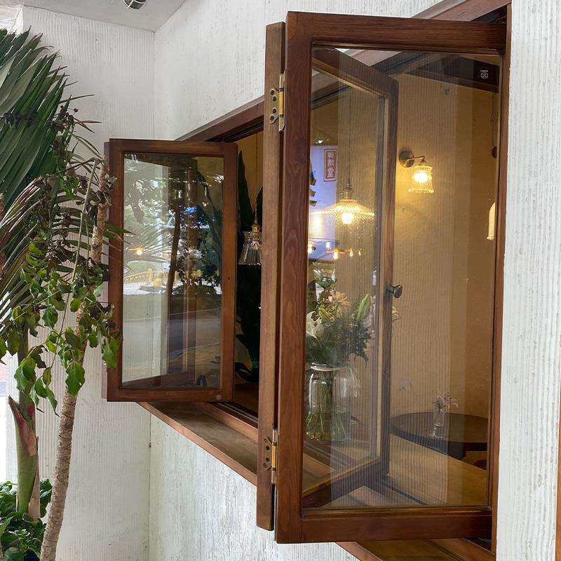 松木入户门红店铺实木门窗窗推上下网折叠左右F97S955J拉窗悬停窗