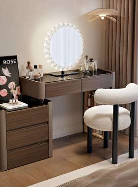 2025斗新款木奶柜油风梳妆AL-96022台现代卧室简约实化妆桌一体小