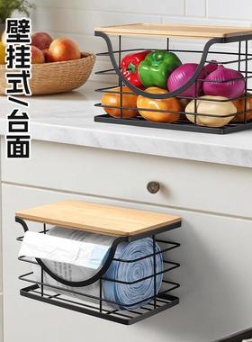 跨境新台面垃圾袋收纳架调料瓶物置架壁挂式果厨房AL100332蔬菜水