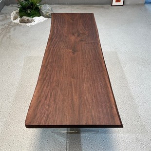 独板 自然边200 5.6餐桌办公桌书桌 北美黑胡桃大板