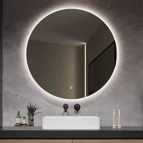 镜子挂墙浴室镜化妆室智r能洗手间带灯圆镜壁挂防雾led发光镜圆形