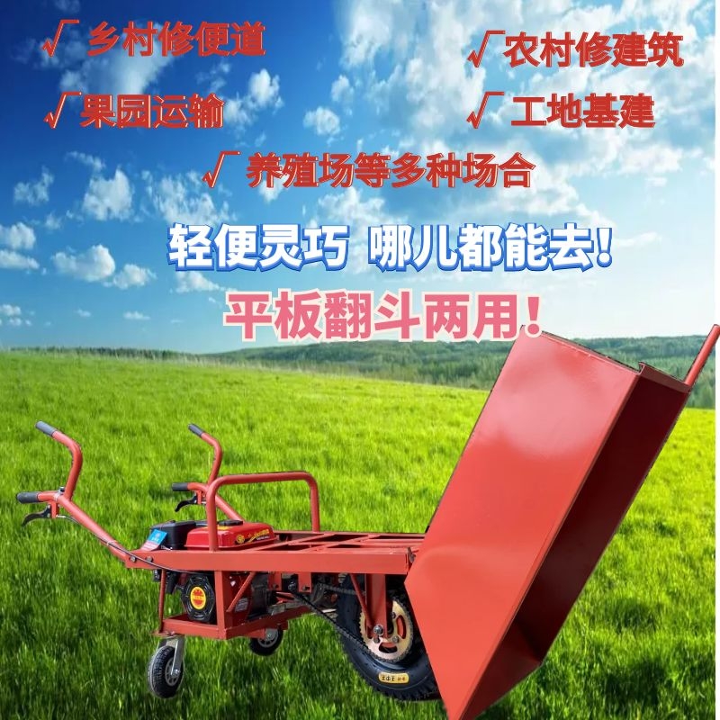 独轮斗车汽油翻斗三轮车鸡公车工地爬坡农用转运手推车果园运输车