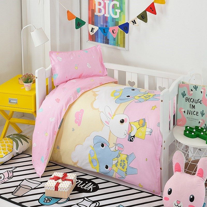 入园床品幼儿园午l睡三件套棉花被芯全棉儿童学校卡通被子六件