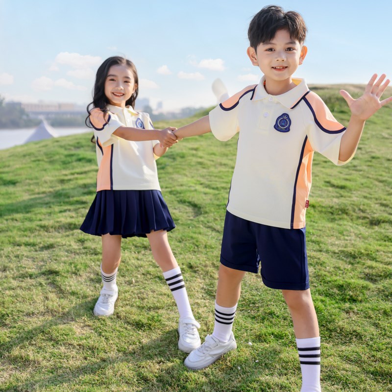 幼儿园园服夏装小学生老师夏季运动校服套装儿童学院风班服定制棉