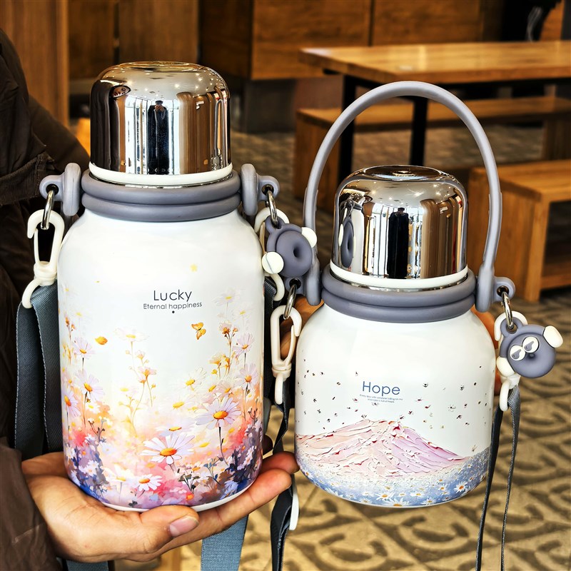 保温杯女生大容量便携式水杯高颜值新款316不锈钢精致泡茶杯