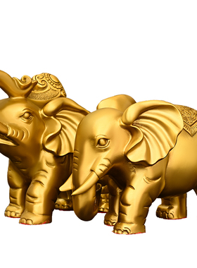 铜象摆件一对吸水大象客厅酒柜家居乔迁办公室店铺装饰工艺礼品