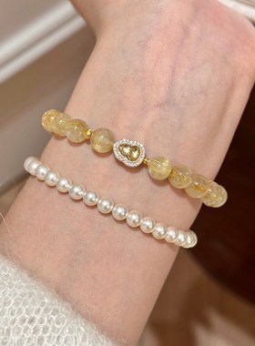 谷岚金禄天然黄水晶金发晶手串女款招财转运手链碧玺葫芦配饰