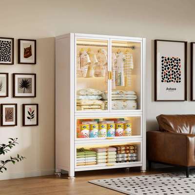 钢制阳台柜储物柜一体置物架落地多层收纳柜防水防晒柜子阳台收纳