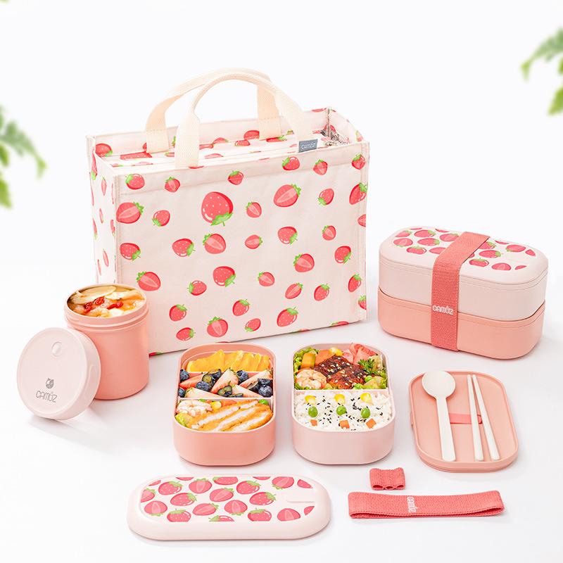 camuz竹纤维抗菌便当盒露营野餐饭盒可进微波炉加热上班族餐盒