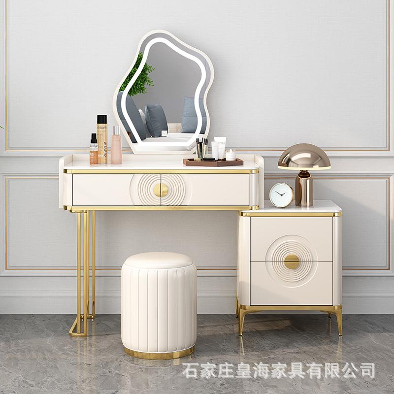 轻奢岩板梳妆台烤漆奶油风小户型客厅电视柜卧室现代简约化妆柜