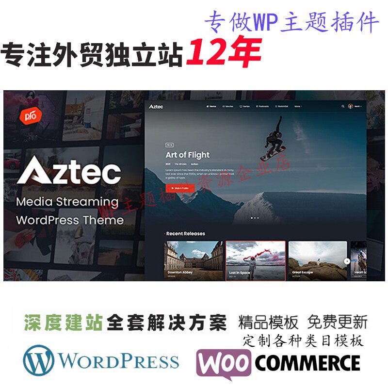 Aztec - 视频流和会员 WordPress 主题视频会员付费网站主题模版