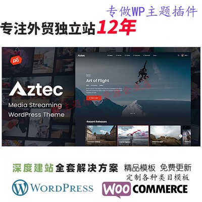 Aztec - 视频流和会员 WordPress 主题视频会员付费网站主题模版