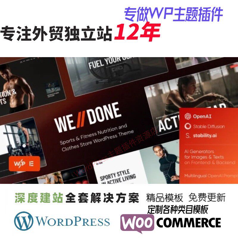 Welldone - 体育用品商店WordPress主题现代运动体育公司网站模板