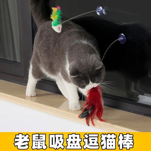 吸盘弹簧老鼠逗猫棒猫咪解闷神器