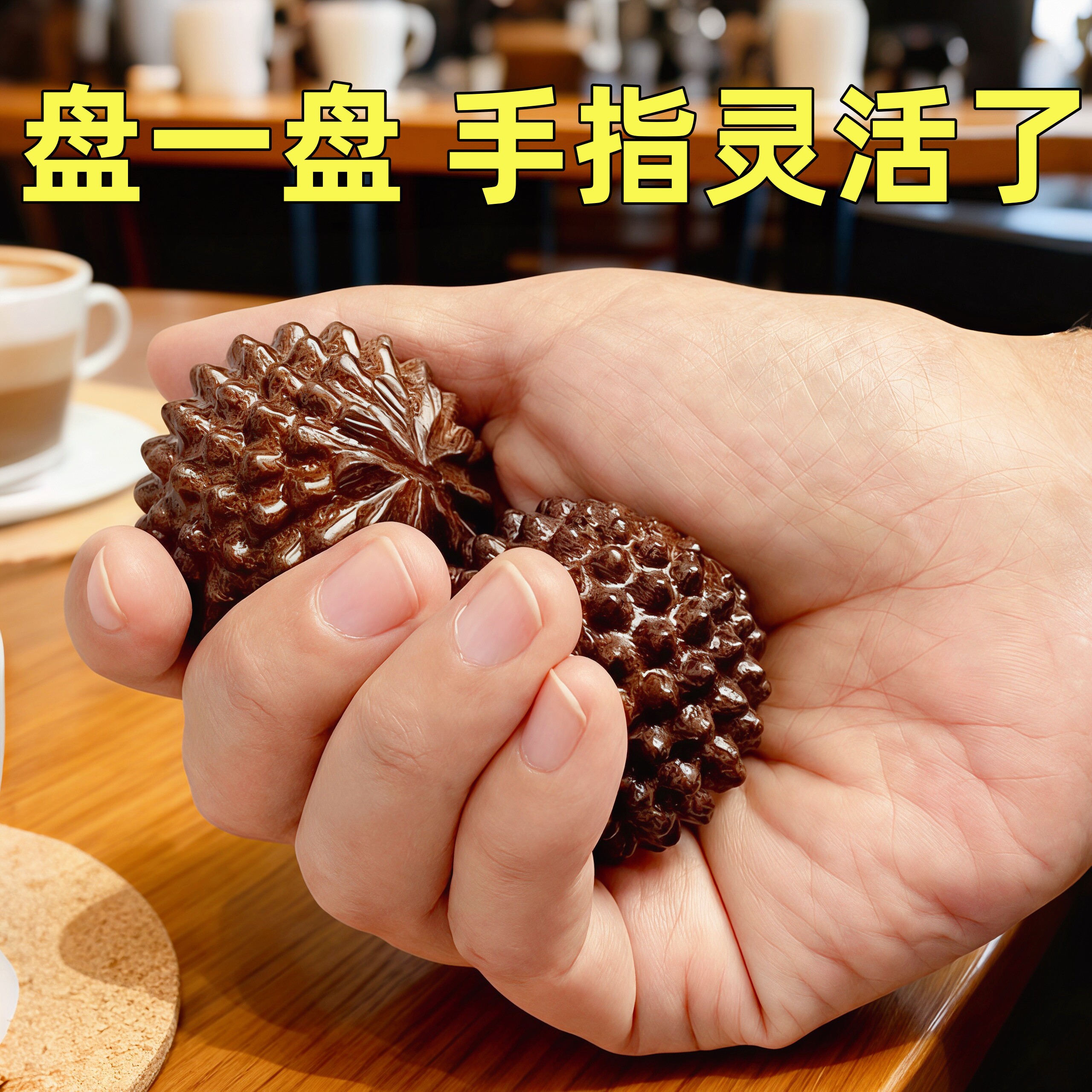 皮黑木榴莲雕刻健身按摩手球