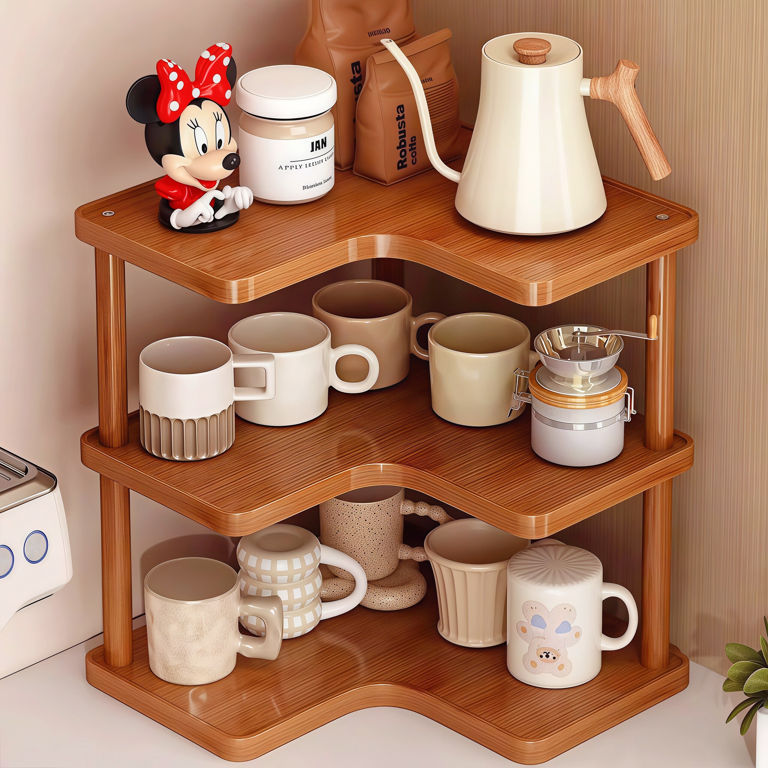 桌面置物架台面转角杯子收纳架子茶杯咖啡杯水杯茶具桌上小型杯架