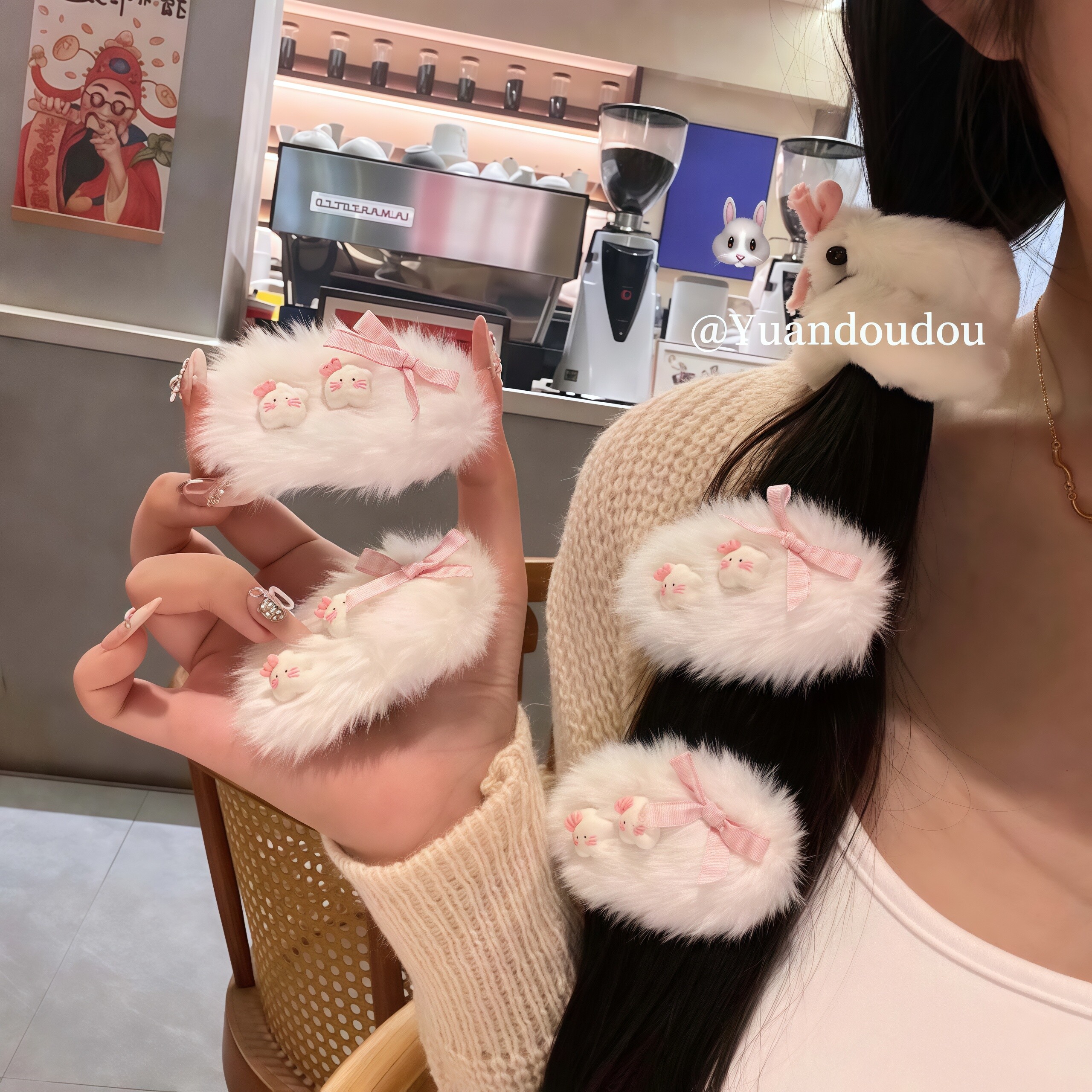 秋冬ins毛绒小猫发夹毛茸茸星星卡通BB可爱发卡少女甜美发饰刘海