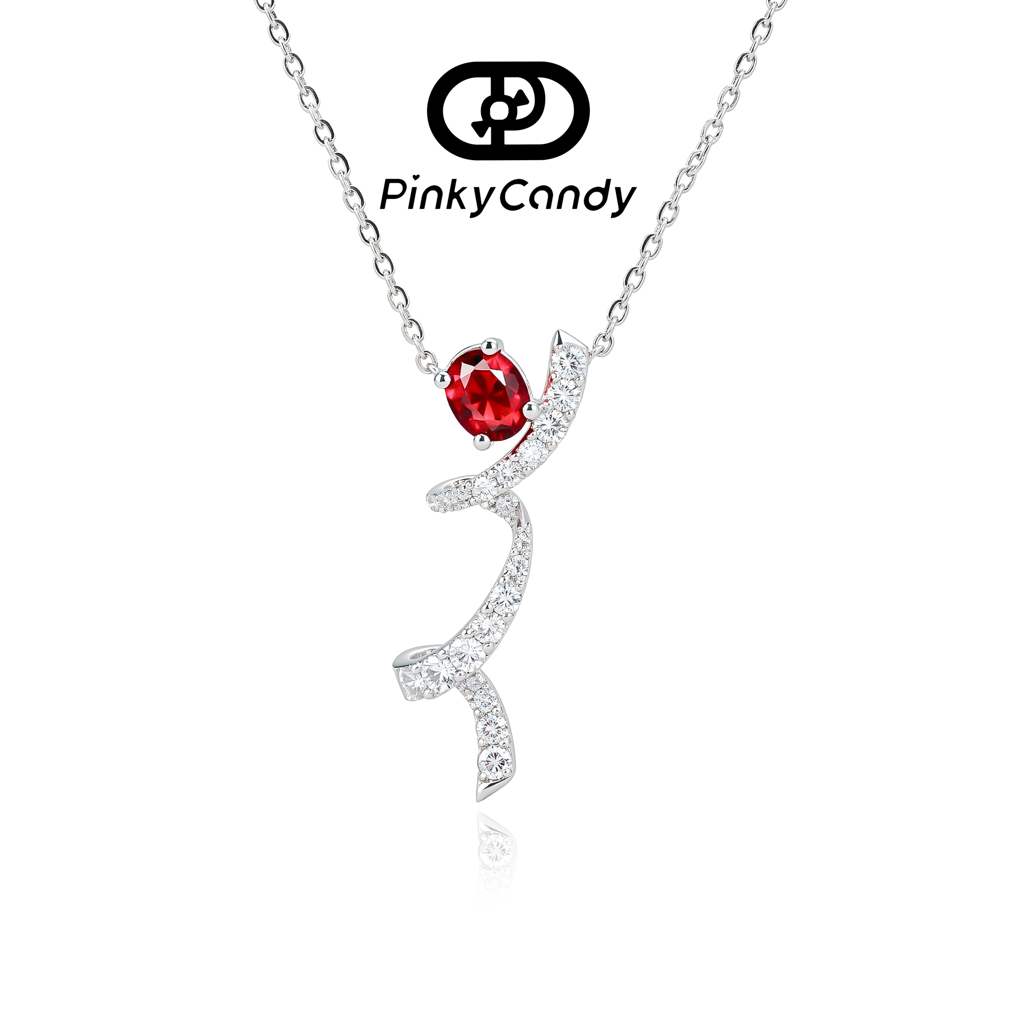 红运流年项链·18K金真钻红宝石优雅精致流线型环绕耳环高级轻奢